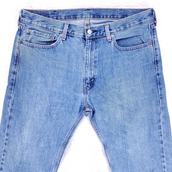 Levis 505 Jeans Denim Cotton Men SZ 38x32 Blue Straight Stretch VTG Mid Rise 90s - Picture 2 of 12